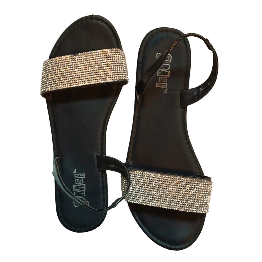 Brash Sequin Black Sandals. 8.5